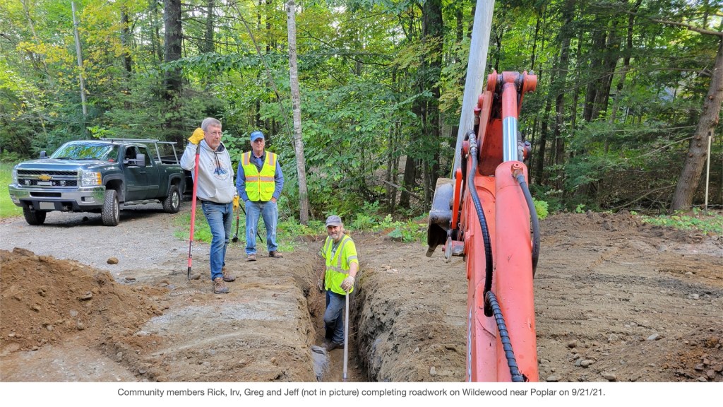 Community members Rick, Irv, Greg and Jeff (not in picture) completing roadwork on Wildewood near Poplar on 9/21/21.